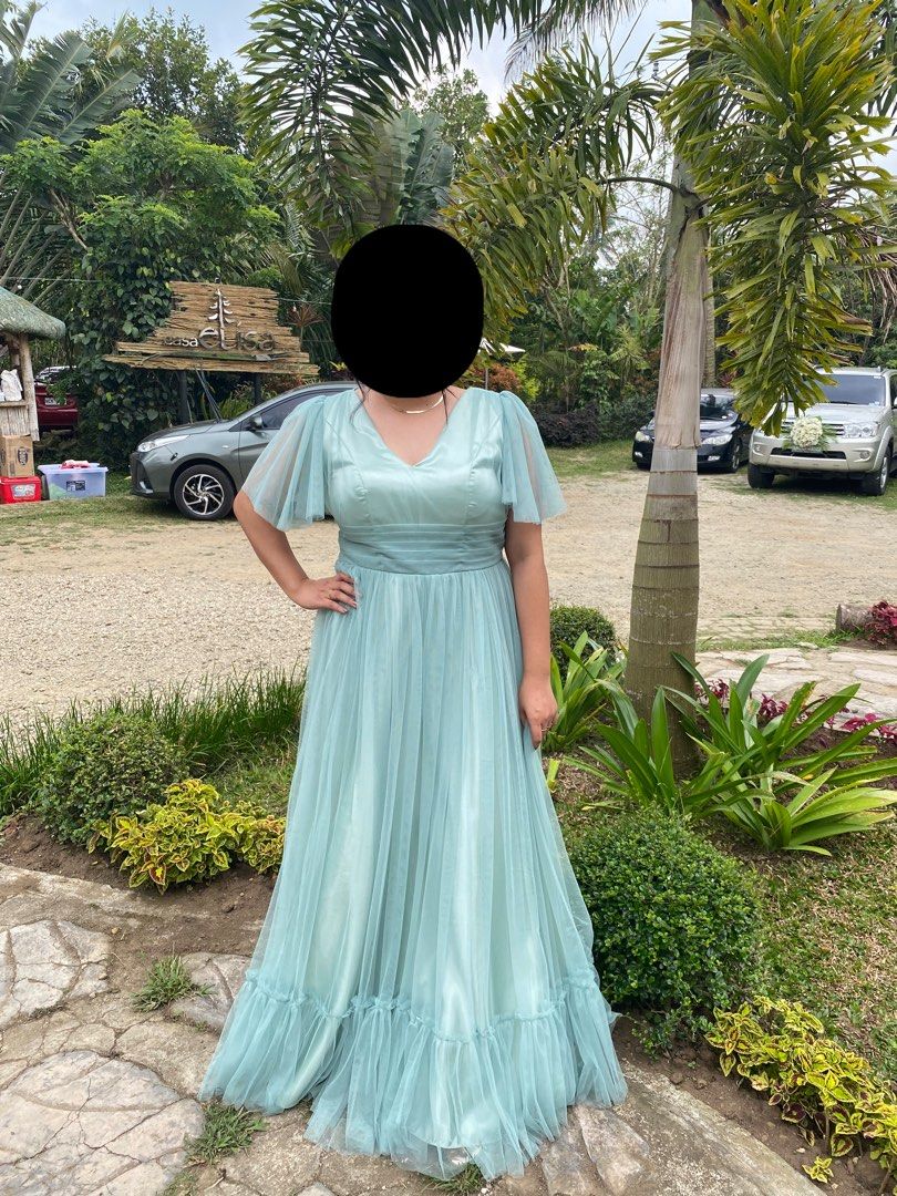 Sage Green gown on Carousell