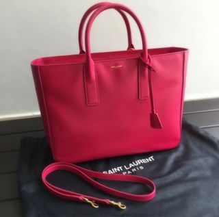 Authentic Saint Laurent Mini Sac Ligne Y Fuchsia Calf 2WAY bag