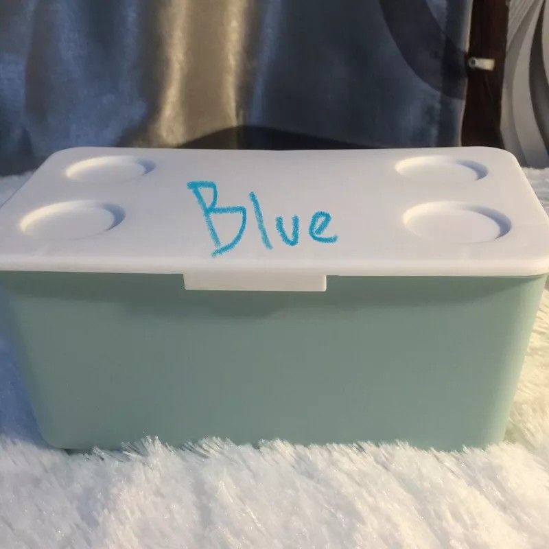 (Satuan) Storage box mr diy pink blue tempat photocard, Perabotan Rumah