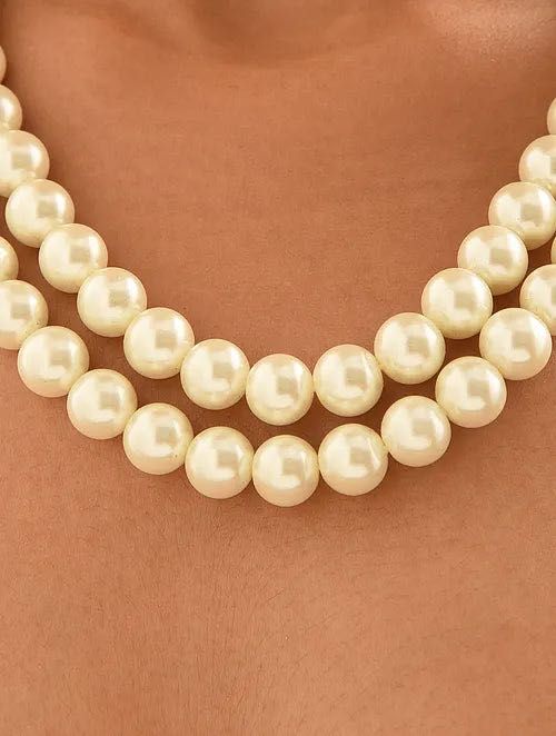 Double line discount pearl necklace