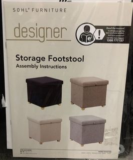 Sohl Furniture Designer Storage Footstool, Ottoman Chair, Ottoman Chair