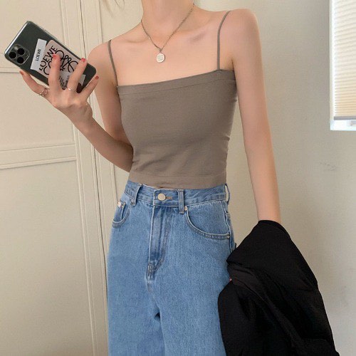 Square neck spaghetti strap tank top hot sale