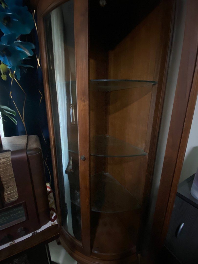 Teak Wood Antique Vintage Corner Display Furniture & Home