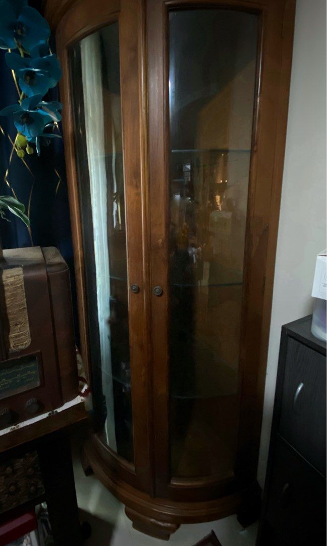 Teak Wood Antique Vintage Corner Display Furniture & Home