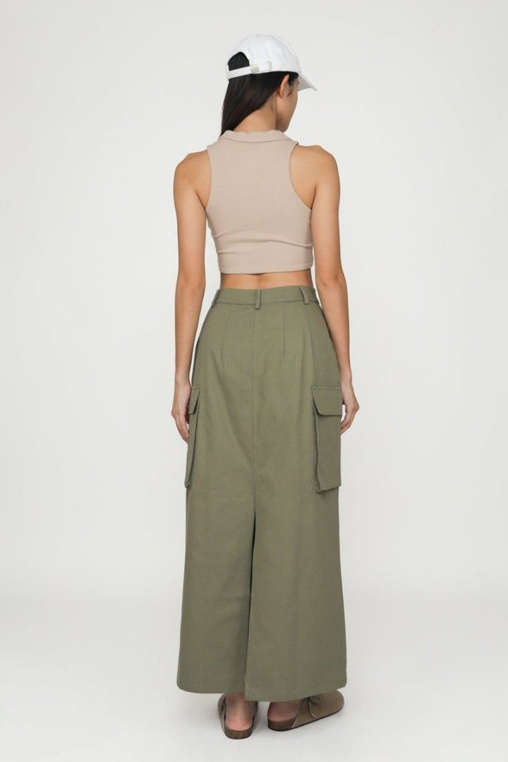 Tinsel Rack Callas Cargo Skirt (Olive), Women's Fashion, Bottoms