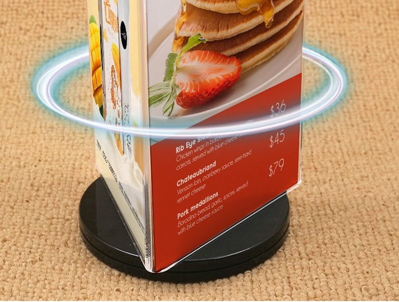 Triangle Menu Stand 360 Degree Rotating Three Side Acrylic Menu Paper ...