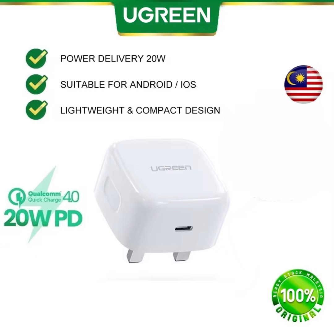 UGREEN PD 20W Fast Charger Plug Power (COD Melaka), Mobile Phones