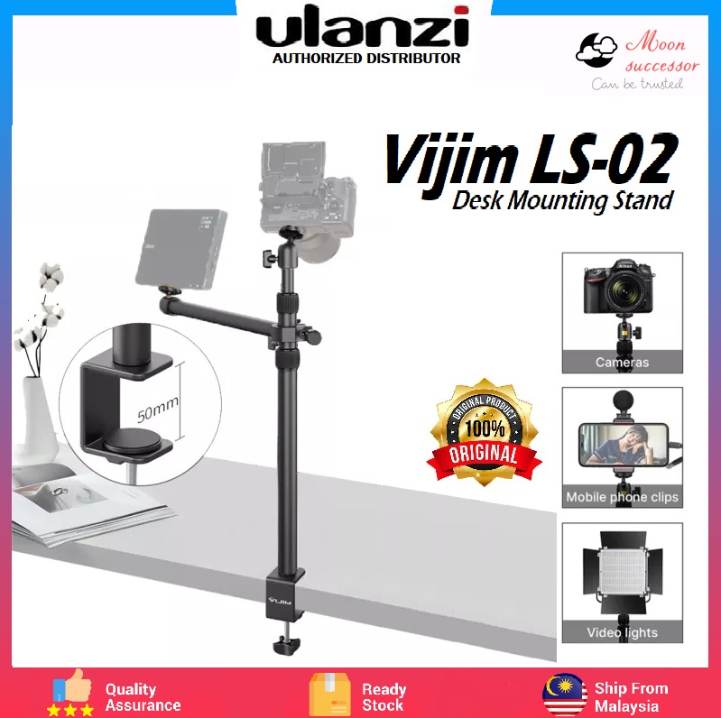 VIJIM  By Ulanzi  VIJIM LS02 Verstelbaar Tafelstatief Met Verlengarm Voor Smartphone Camera En Lamp Met Tafelklem