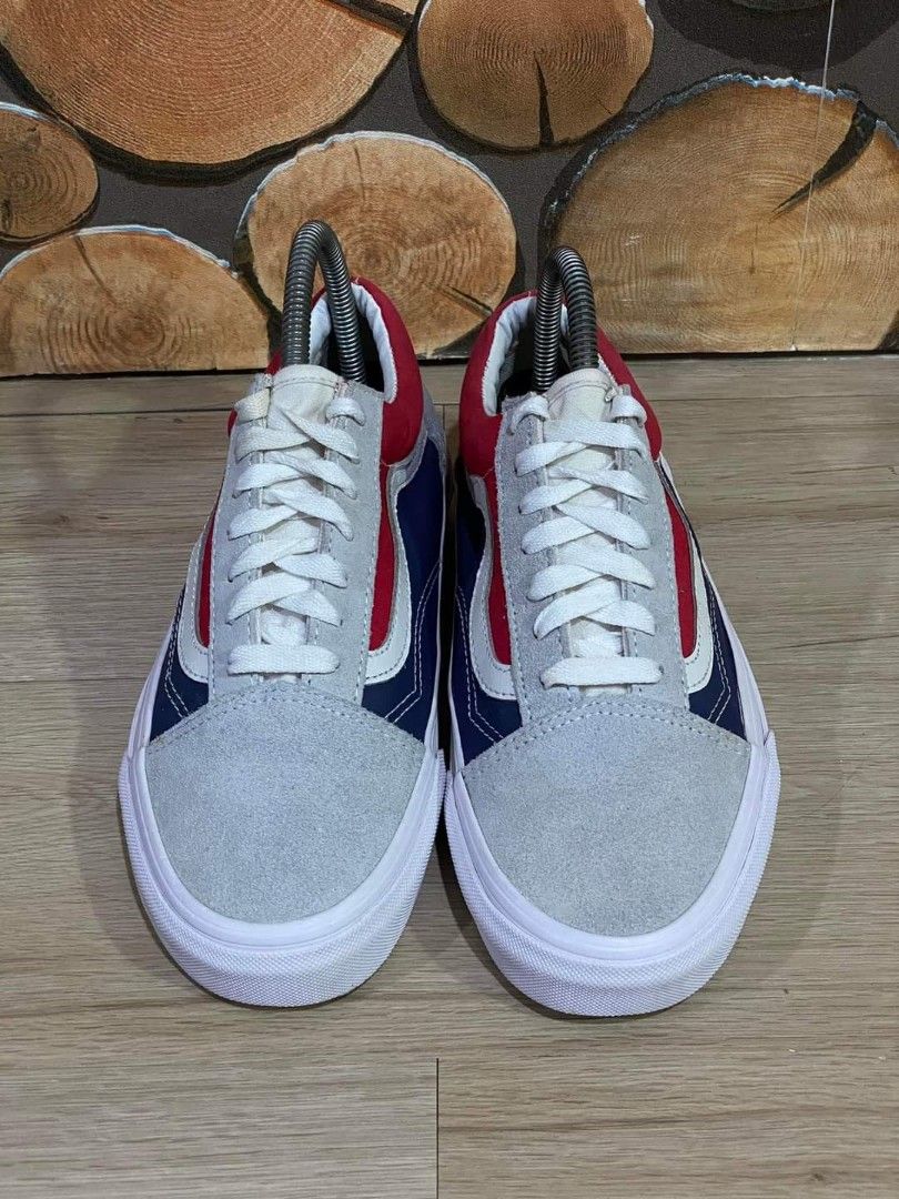 Vans old skool retro cheap block white red blue