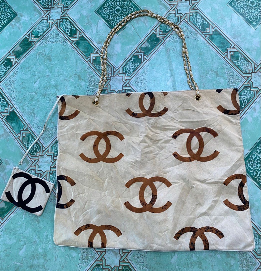 Vintage Chanel Large Canvas Tote, Women's Fashion, Bags & Wallets