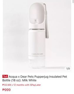WHITE acqua flask for pets water tumbler with container for treats dog cat