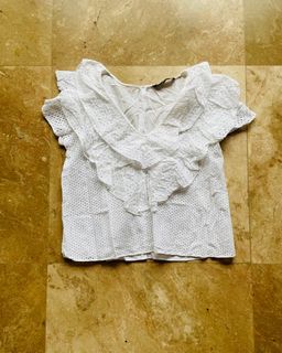 Zara Basic Eyelet Blouse, White