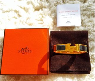 ［6.6折］HERMES CLIC H LOGO 愛馬仕 經典黑金 珐瑯細版 H扣環手環