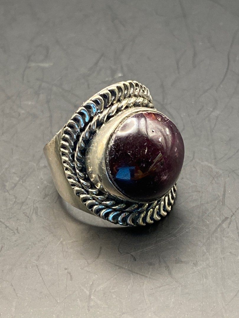 Purple stone silver ring sale