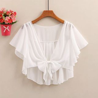 雪紡 薄款 短袖 防曬 披肩 外套 外搭 伴娘裙 姊妹裙 加大碼 L XL XXL64223197492867110