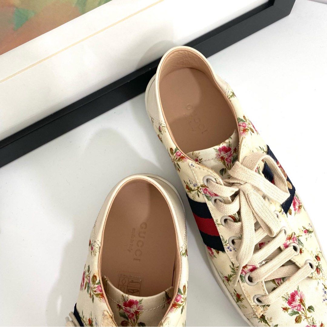 Authentic Gucci Ace Flower White Sneakers