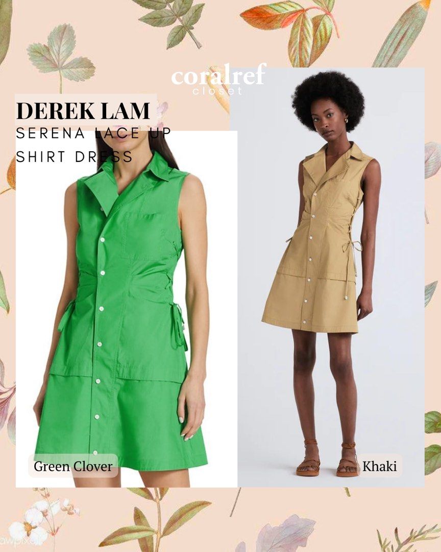 Derek Lam Serena Lace Shirtdress in Green Clover Khaki Women s Fashion Dresses Sets Dresses on Carousell