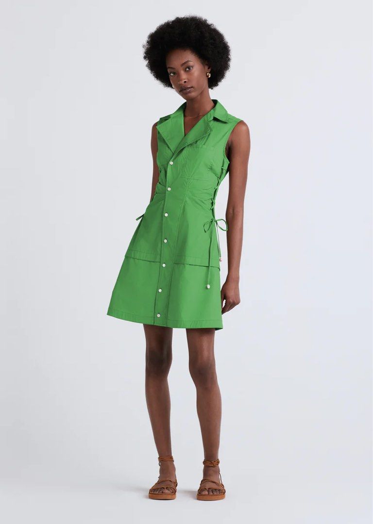 Derek Lam Serena Lace Shirtdress in Green Clover Khaki