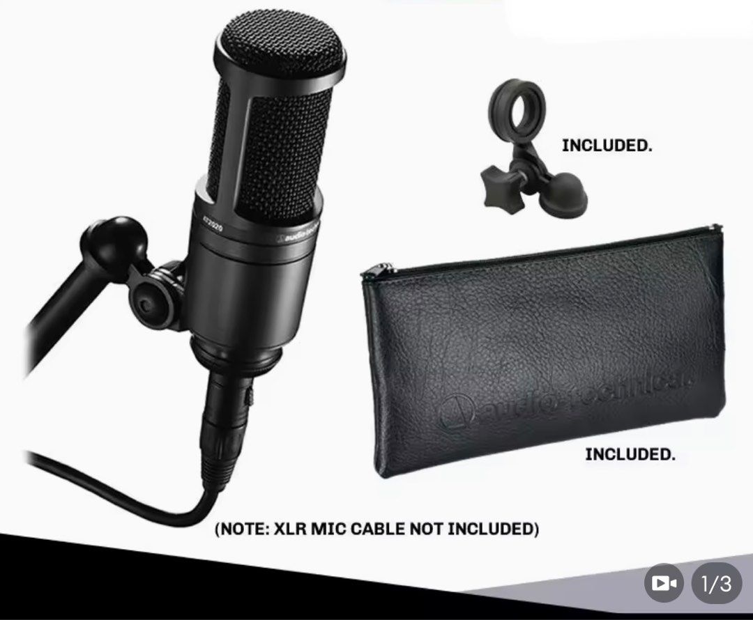  Audio-Technica AT2020 Cardioid Condenser Studio XLR