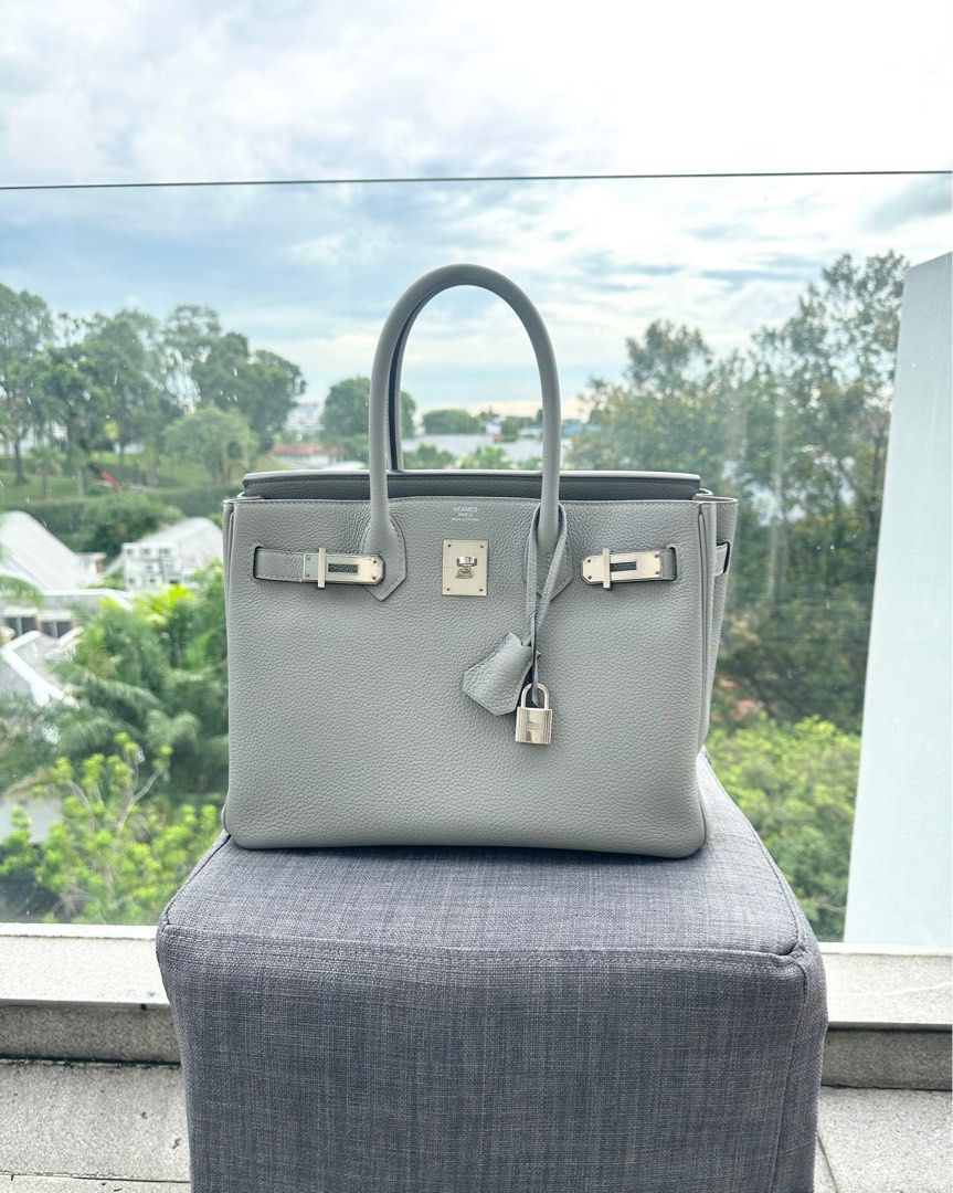 Birkin 30 Gris Mouette PHW Togo A Stamp Full Set with Original Receipt and  Bababebi Certificate