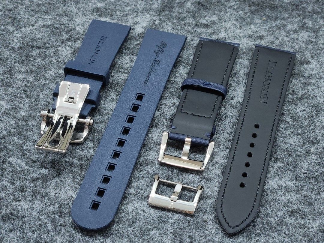 Blancpain 23mm Black Blue Rubber Nylon Kevlar Watch Strap
