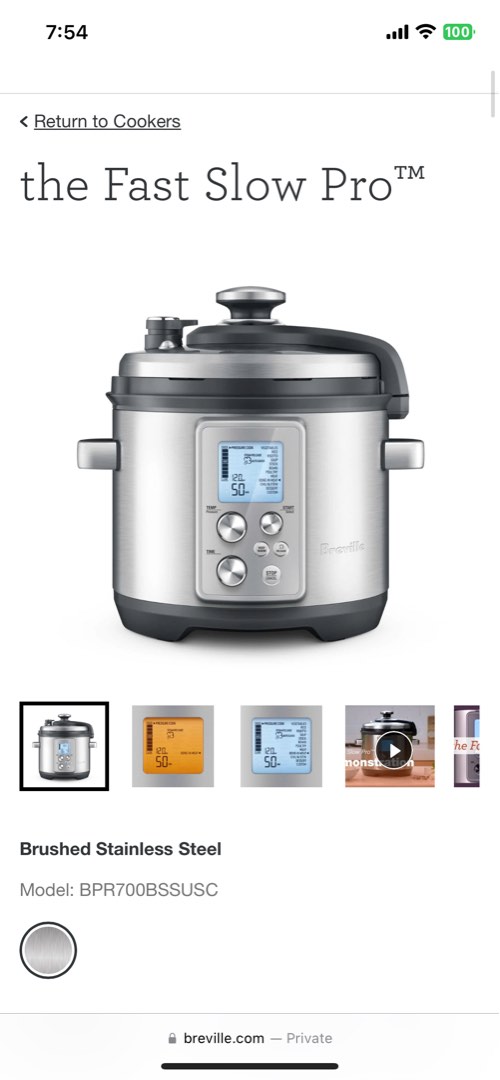 Breville Fast Slow Pro Pressure cooker, TV & Home Appliances, Kitchen