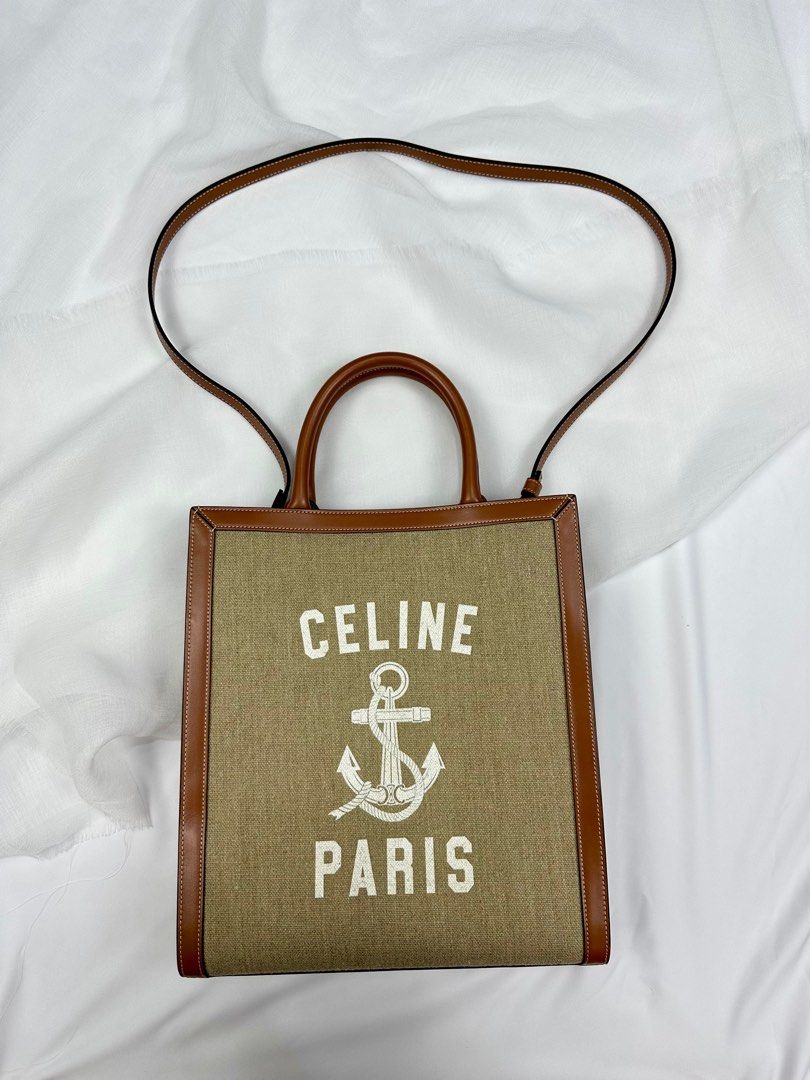 Small vertical cabas celine in cheap maillon triomphe jacquard and calfskin