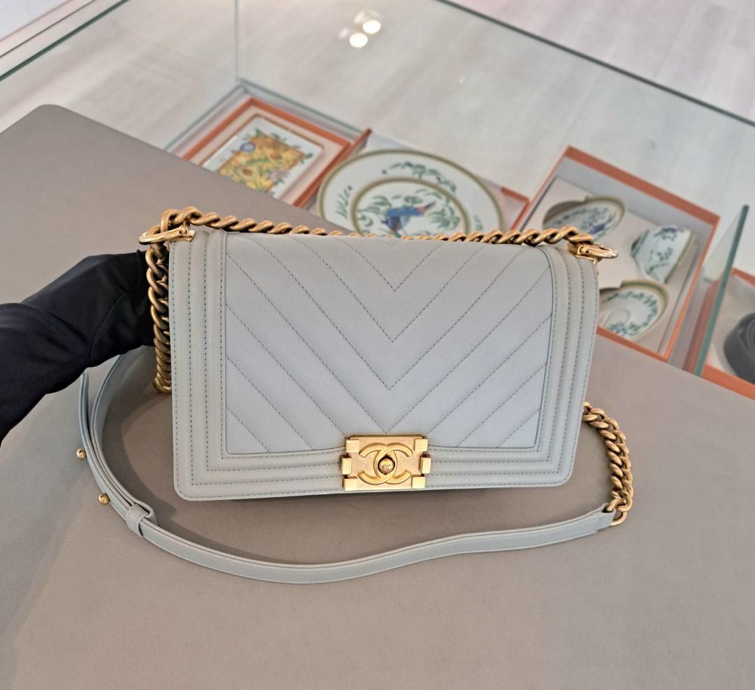 Grey boy new arrivals bag chanel