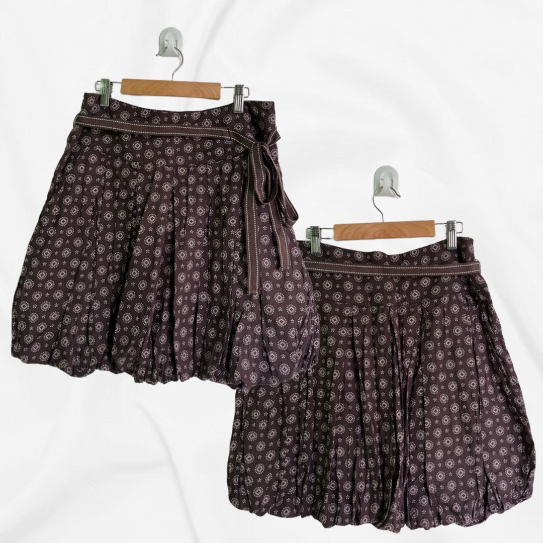 chocolate brown coquette cottagecore balloon midi skirt, Women's ...