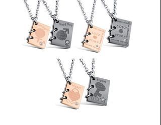 Couple Set Book Design Stainless Steel Men Women Necklace CPNE-30