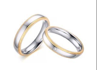 Couple Set Personalized Engrave Stainless Steel Simple Classy Glossy Gold Silver Men Women Ring CR-55