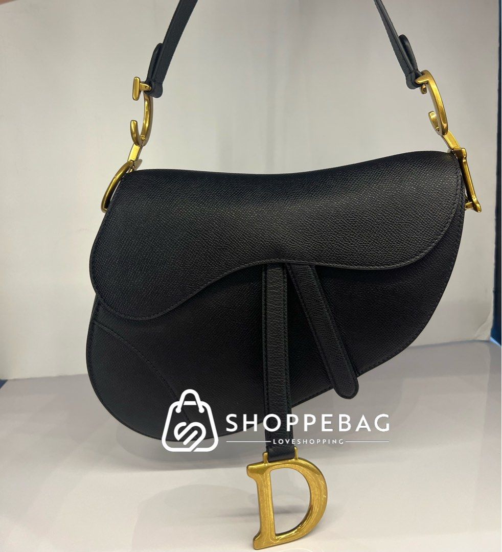 Dior Saddle Bag with Strap Black, Luxury, Bags & Wallets on Carousell