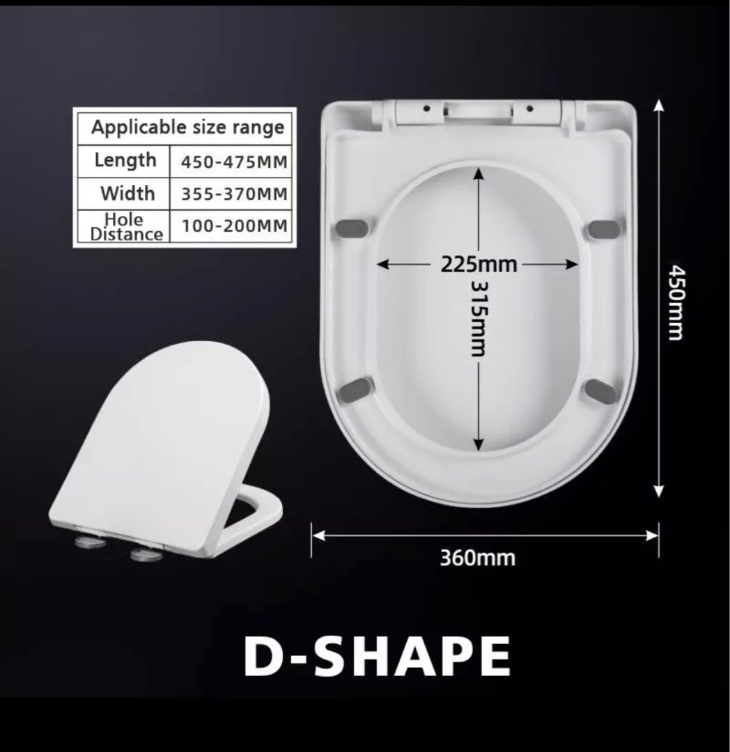 DShape Toilet Seat with Soft Closing Cover, Furniture & Home Living