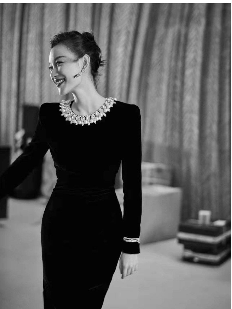 Black dress with deals jeweled neckline