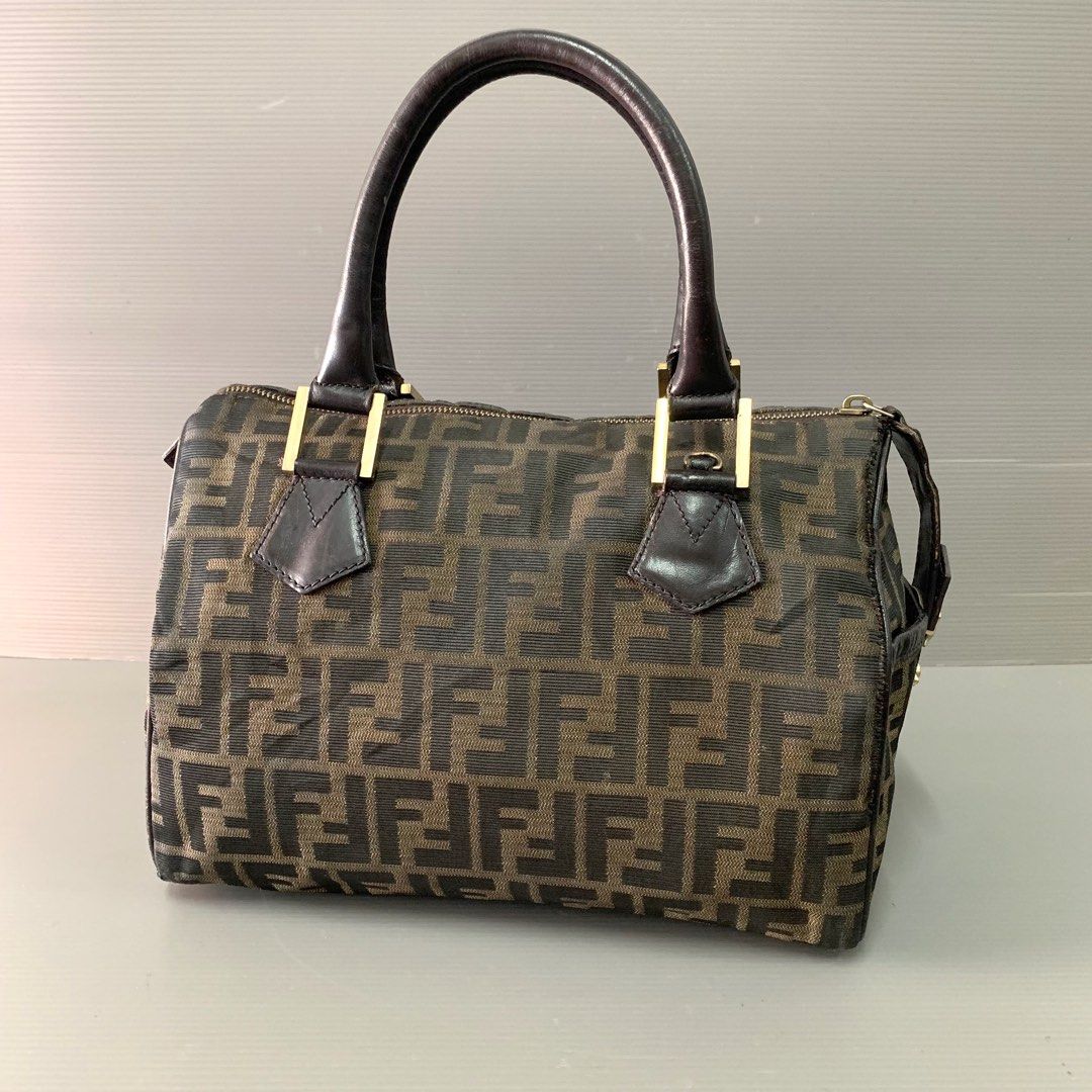 Bags, Fendi Vintage Ff Logo Coated Canvas Boston Speedy 3 Bag