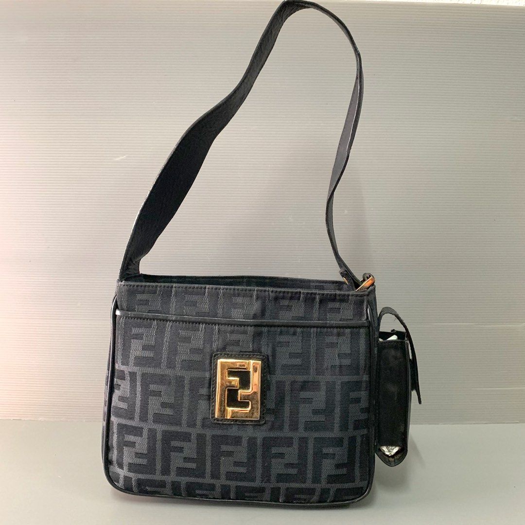 Fendi Zucca Pochette - Black, Luxury, Bags & Wallets on Carousell