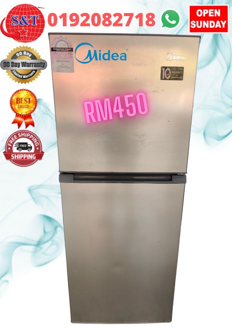 FRIDGE DOUBLE DOOR MIDEA SILVER, TV & Home Appliances, Kitchen