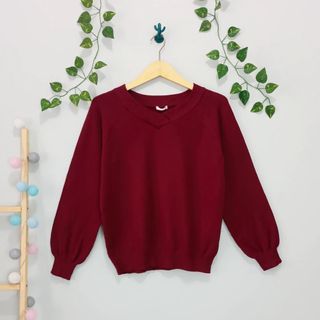 ‼️HARGA NETT‼️ Crop Tangan Super Balon Meletus Blouse Sweater Soft Knit Top Rajut Halus Lembut Adem Daily Knitwear Outfit Premium Merah Red Maroon ❤️