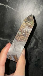 High quality Moss Agate with quart tower crystal crystals