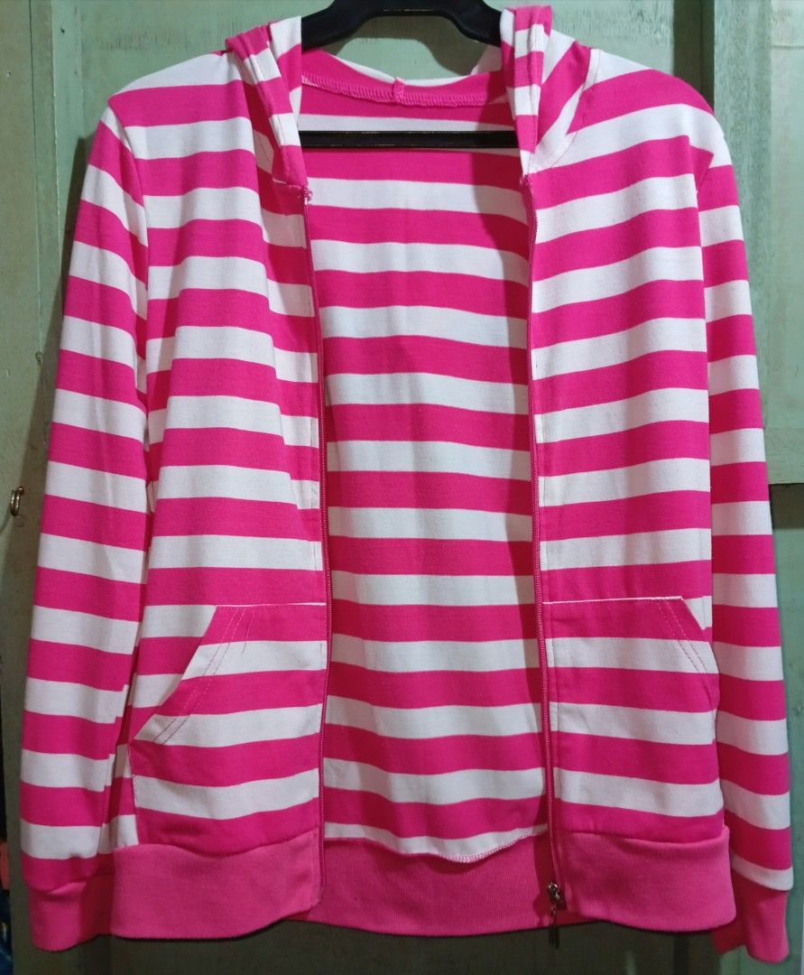 Pink jacket on sale with white stripes