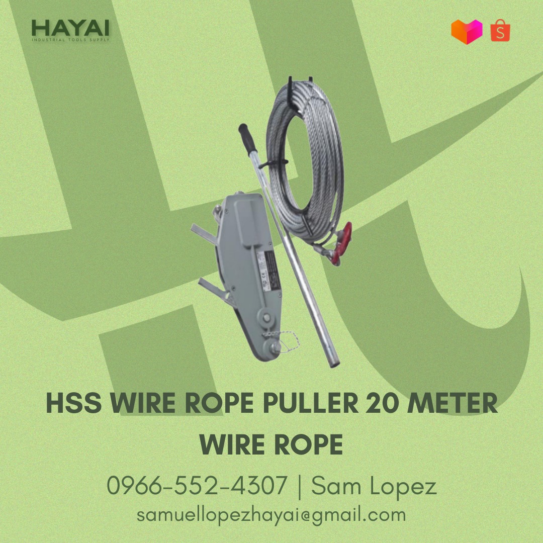 HSS Wire Rope Puller 20 Meters Wire Rope, Commercial & Industrial
