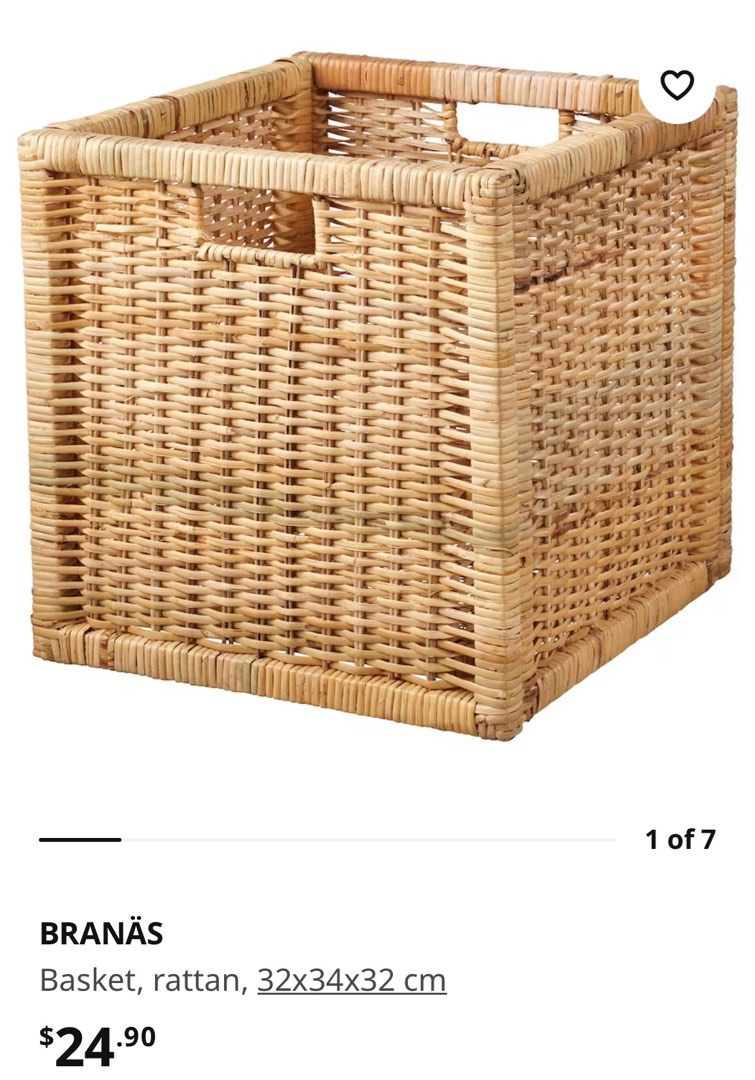 Ikea Branas Kallax rattan basket, Furniture & Home Living, Home