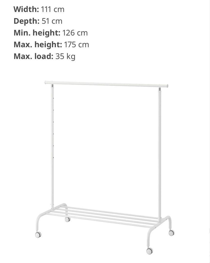 IKEA clothes hanging rack, Furniture & Home Living, Home Improvement
