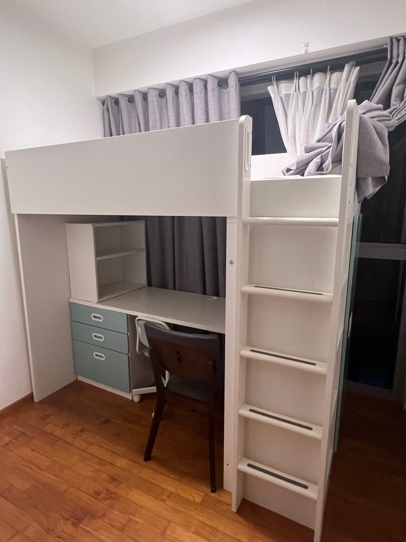 Loft bed with desk deals and storage ikea