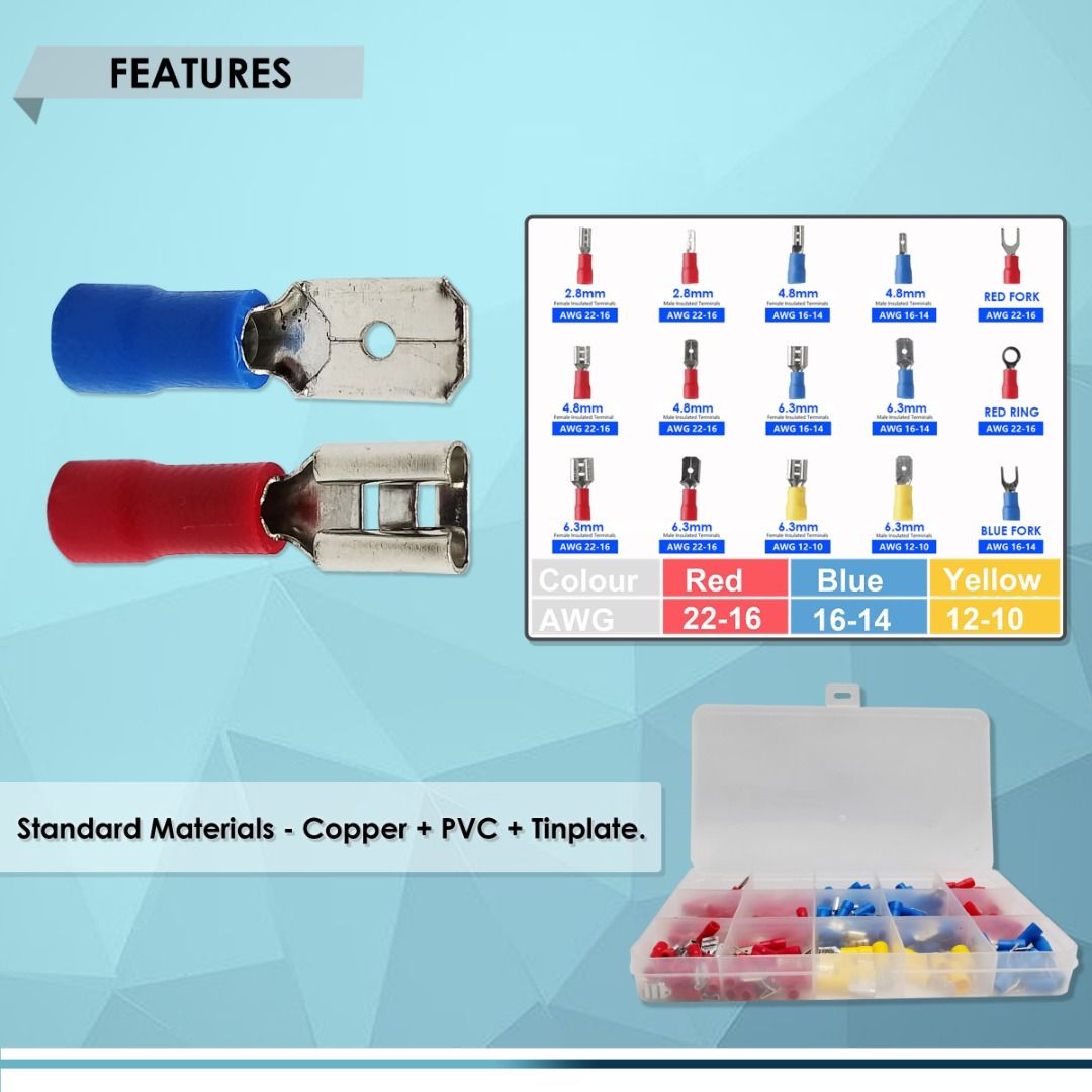 INSULATED ELECTRICAL WIRE TERMINAL (1-PC per ORDER), WIRE CRIMP ...
