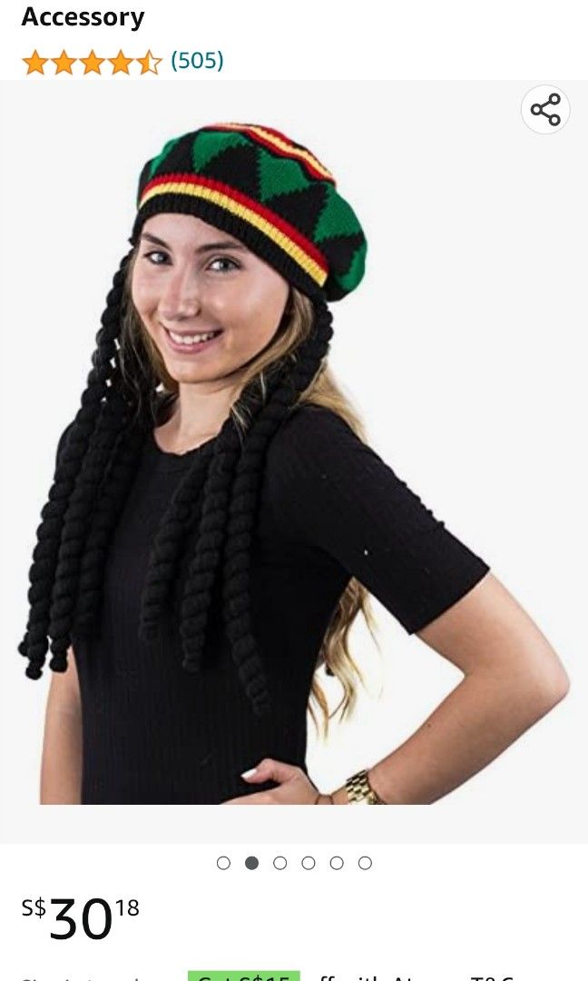 Dreadlocks Toy Jamaican Dreadlocks Wig with Crocheted Cap & Clown Mohawk Wig, Hobbies ...