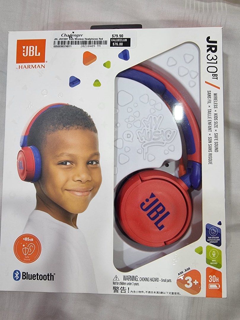 JBL JR300 Wired On-Ear Headphones For Children Kids - Spider Red / Blue