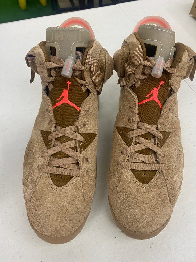 Jordan 6 Travis Scott Khaki sz9.5 (Category: Sneakers) located in Quezon City. Submitted by memosell (Listing ID 1235078012, Image 2). Description: FS: Jordan 6 Travis Scott British Khaki Complete Location: QC.