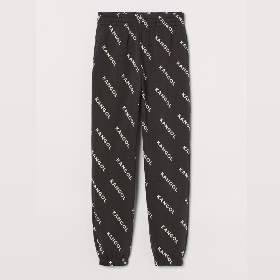 Kangol x H M black printed joggers Men s Fashion Bottoms