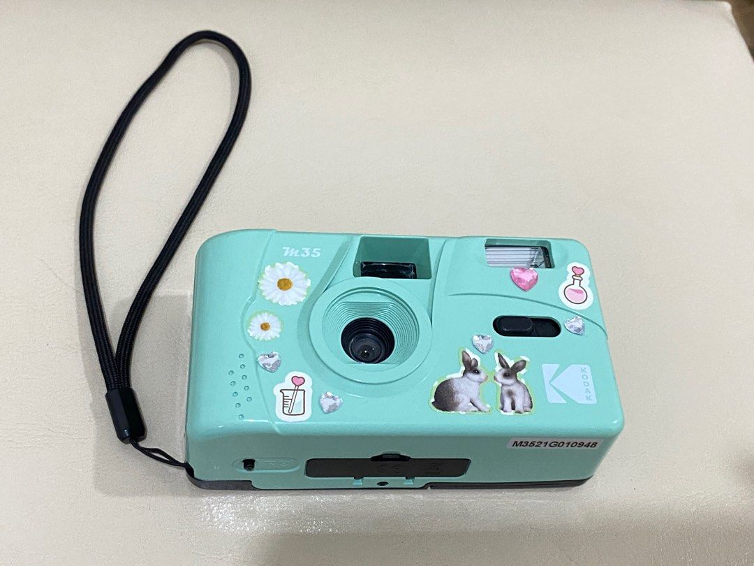 Kodak m35 film camera mint green with stickers, Photography, Cameras on